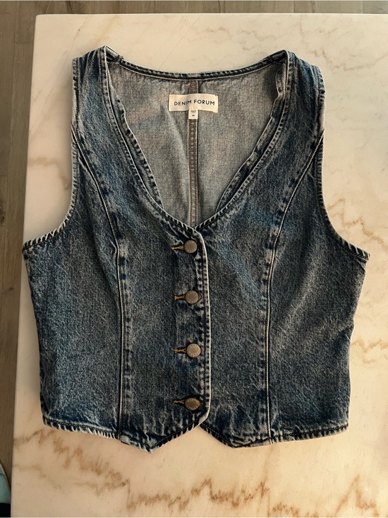 Aritzia Tops - Aritzia Denim Forum Washed Blue Denim Button-Up Vest